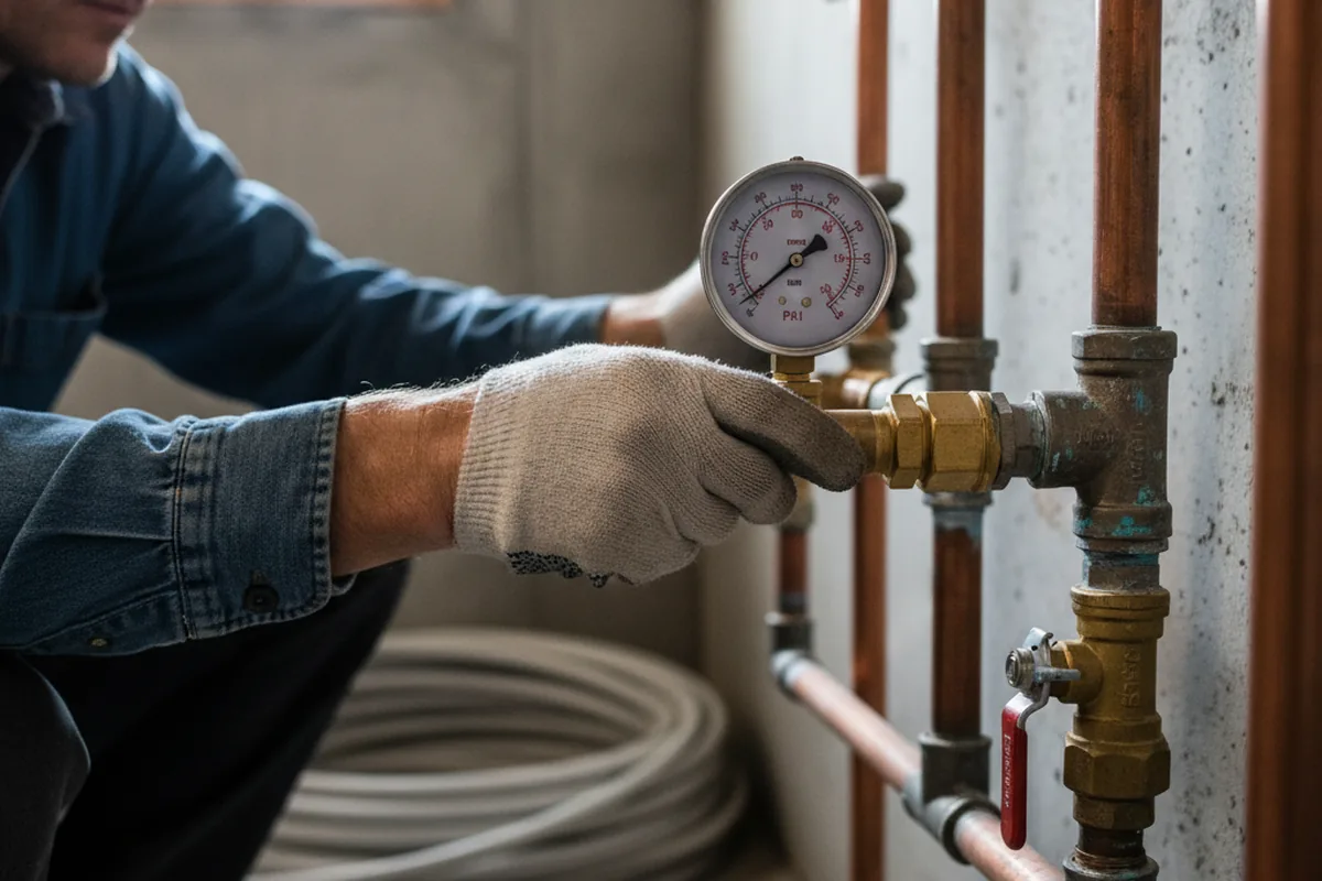 Pressure testing a repaired line during Water Line Repair in Coronado